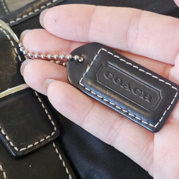 VTG Y2K COACH Black Nylon Leather Tote Purse Bag 5150 Classic Preppy Minimalist - Picture 10 of 13